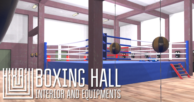 boxing hall - interior and equipments Modèle 3D .c4d .max .obj .3ds .fbx .stl .blend 