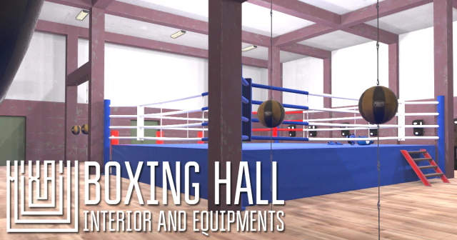 boxing hall - interior and equipments 3D Model .c4d .max .obj .3ds .fbx .stl .blend