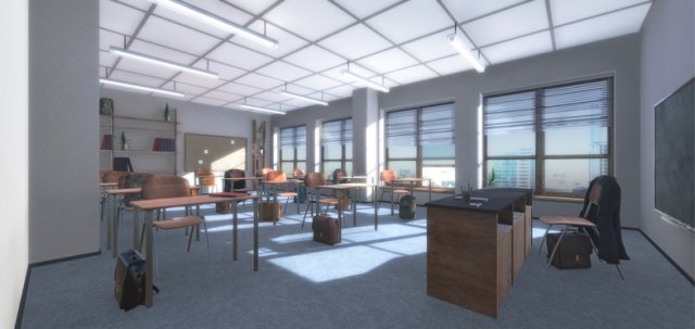 classroom - school 3D Model .c4d .max .obj .3ds .fbx .stl .blend 