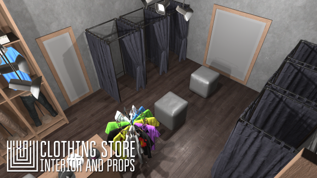 clothing store - interior and props 3D Model .c4d .max .obj .3ds .fbx .stl .blend 