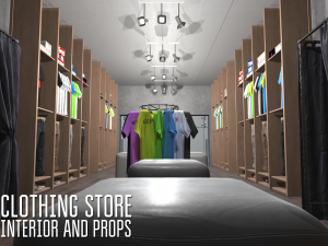 clothing store - interior and props 3D Model