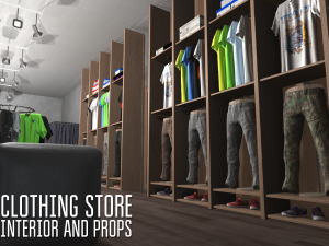 clothing store - interior and props 3D Model