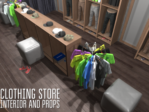 clothing store - interior and props 3D Model
