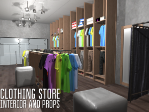 clothing store - interior and props 3D Model