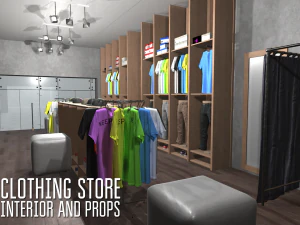 clothing store - interior and props 3D Model