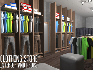 clothing store - interior and props 3D Model