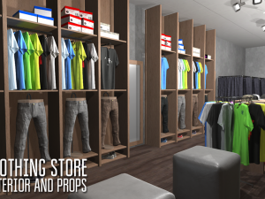 clothing store - interior and props 3D Model