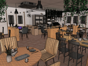 coffee shop - interior and props 3D Model