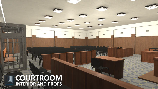 courtroom - interior and props 3D Model .c4d .max .obj .3ds .fbx .stl .blend