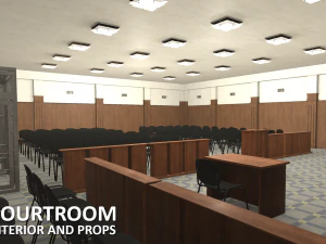 कोर्ट रूम - इंटीरियर और प्रॉप्स 3D मॉडल
