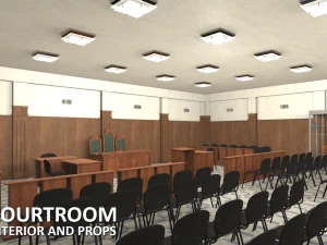 courtroom - interior and props 3D Model