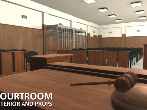 courtroom - interior and props Modèle 3D