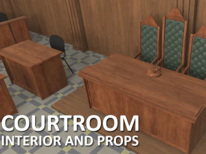courtroom - interior and props 3D Model