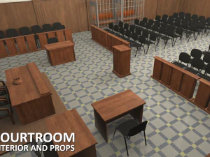 courtroom - interior and props 3D Model