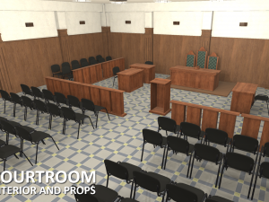 courtroom - interior and props Modèle 3D