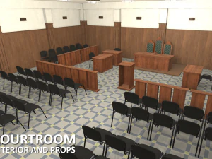 courtroom - interior and props 3D Model