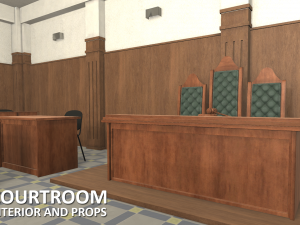 courtroom - interior and props Modèle 3D
