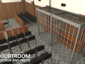 courtroom - interior and props 3D Model