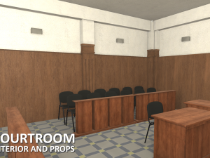 courtroom - interior and props Modèle 3D