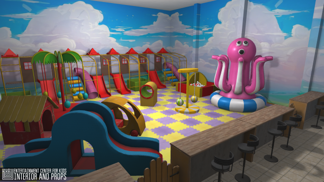 entertainment center for kids - interior and props Modèle 3D .c4d .max .obj .3ds .fbx .stl .blend 