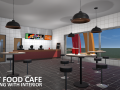 Fast Food Cafe - building with interior Modello 3D