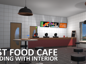 fast food cafe - building with interior 3D-Modell