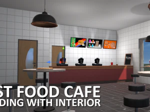 fast food cafe - building with interior 3D Model