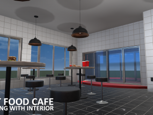 fast food cafe - building with interior 3D-Modell