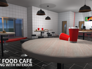 fast food cafe - building with interior 3D-Modell