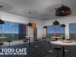 fast food cafe - building with interior 3D-Modell