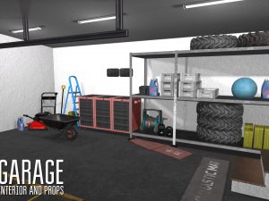 garage - interior and props Modelo 3D