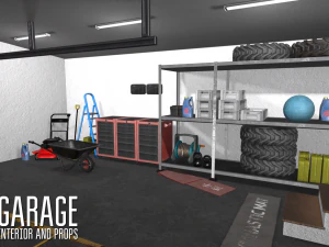 garage - interior and props 3D Model