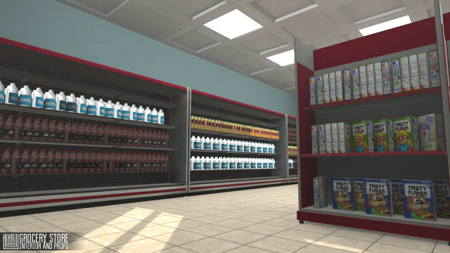 grocery store - interior and props 3D Model .c4d .max .obj .3ds .fbx .stl .blend