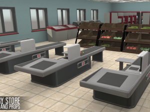 grocery store - interior and props 3D Model