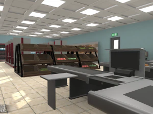 grocery store - interior and props 3D Model