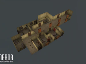 horror - modular interiror and props 3D Model