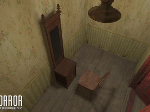 horror - modular interiror and props 3D Model