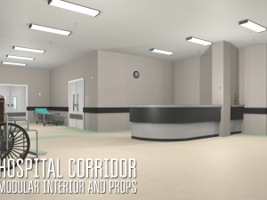 hospital corridor - modular interior and props 3D 模型