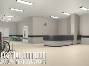 hospital corridor - modular interior and props 3D Model