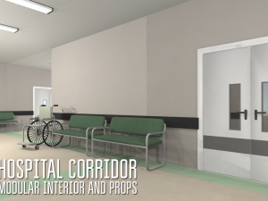 hospital corridor - modular interior and props 3D 模型