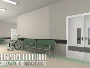hospital corridor - modular interior and props 3D Model