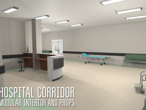 hospital corridor - modular interior and props 3D 模型