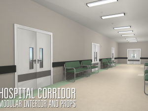 hospital corridor - modular interior and props 3D 模型
