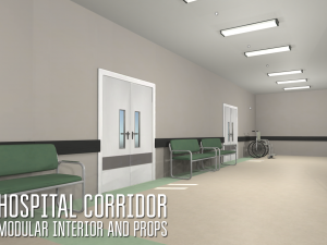 hospital corridor - modular interior and props 3D 模型