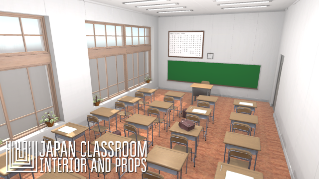 japan classroom - interior and props 3D 模型 .c4d .max .obj .3ds .fbx .stl .blend 