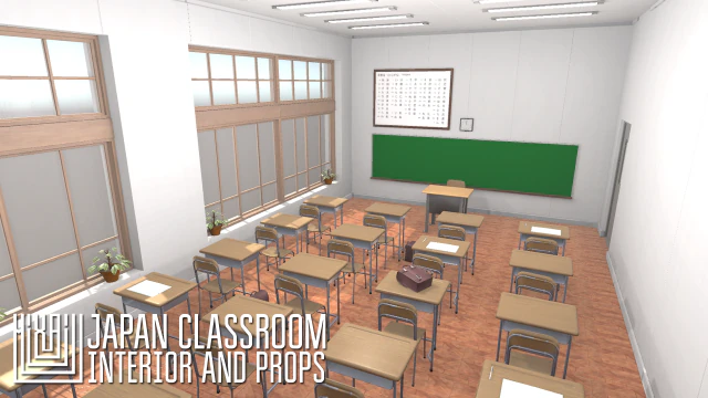 japan classroom - interior and props 3D Model .c4d .max .obj .3ds .fbx .stl .blend 