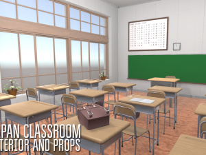 japan classroom - interior and props 3D 模型