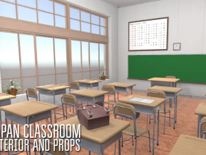 japan classroom - interior and props 3D Model
