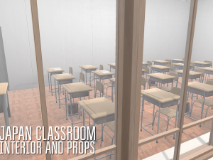 japan classroom - interior and props 3D 模型