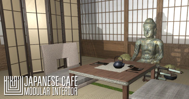 japanese cafe - modular interior 3D Model .c4d .max .obj .3ds .fbx .stl .blend 